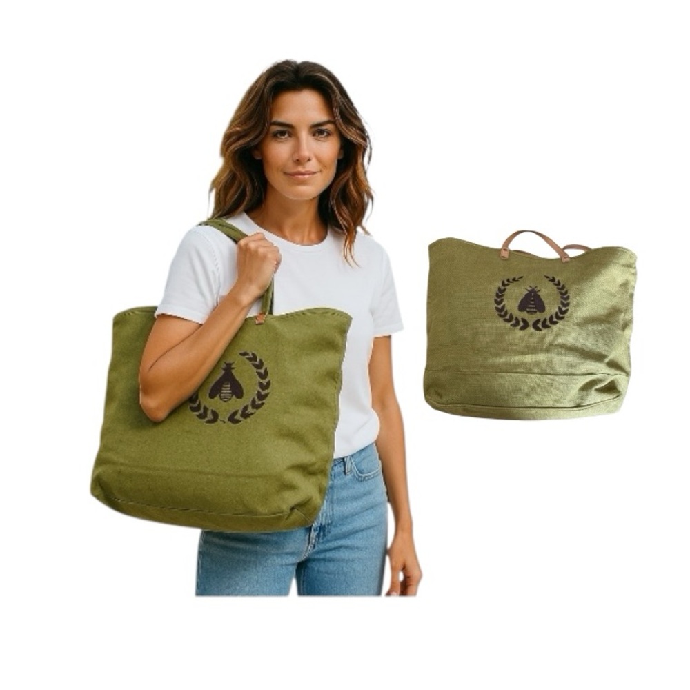 Ballard Burlap Embroidered Tote Bag